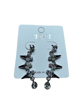 Silver Spike Dangle Earrings